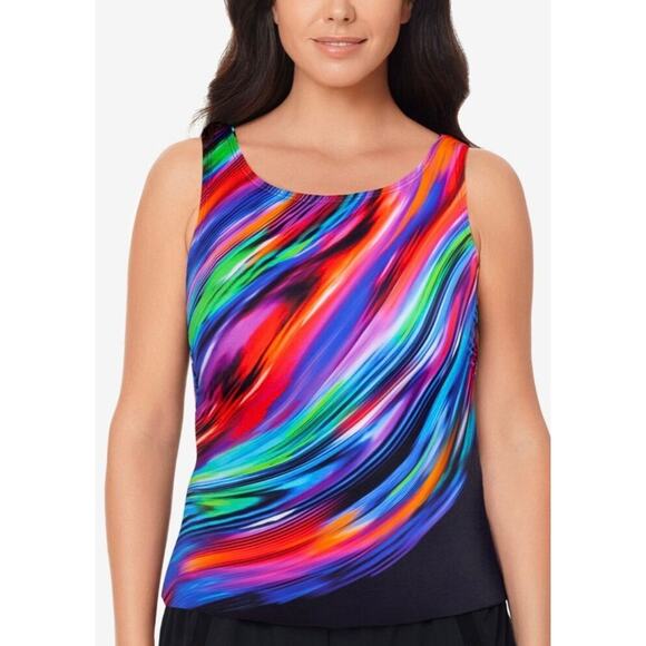 Reebok Glowing Strong High Neck Tankini Top Swim 8 NWT - Picture 2 of 6